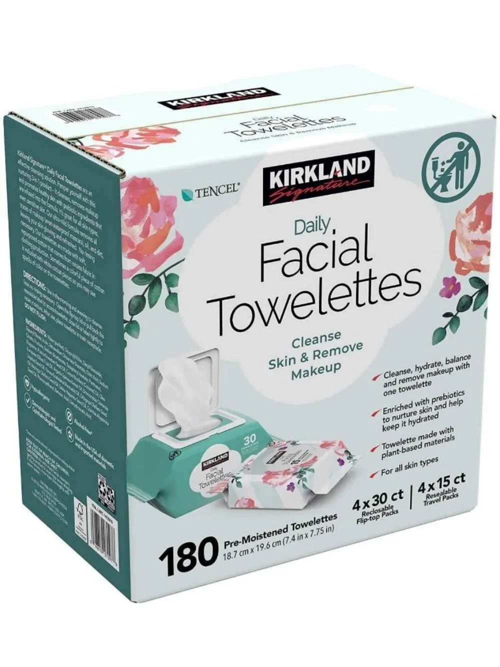 Daily Facial Towelettes - 180 Count, Gentle Cleansing Wipes for All Skin Types